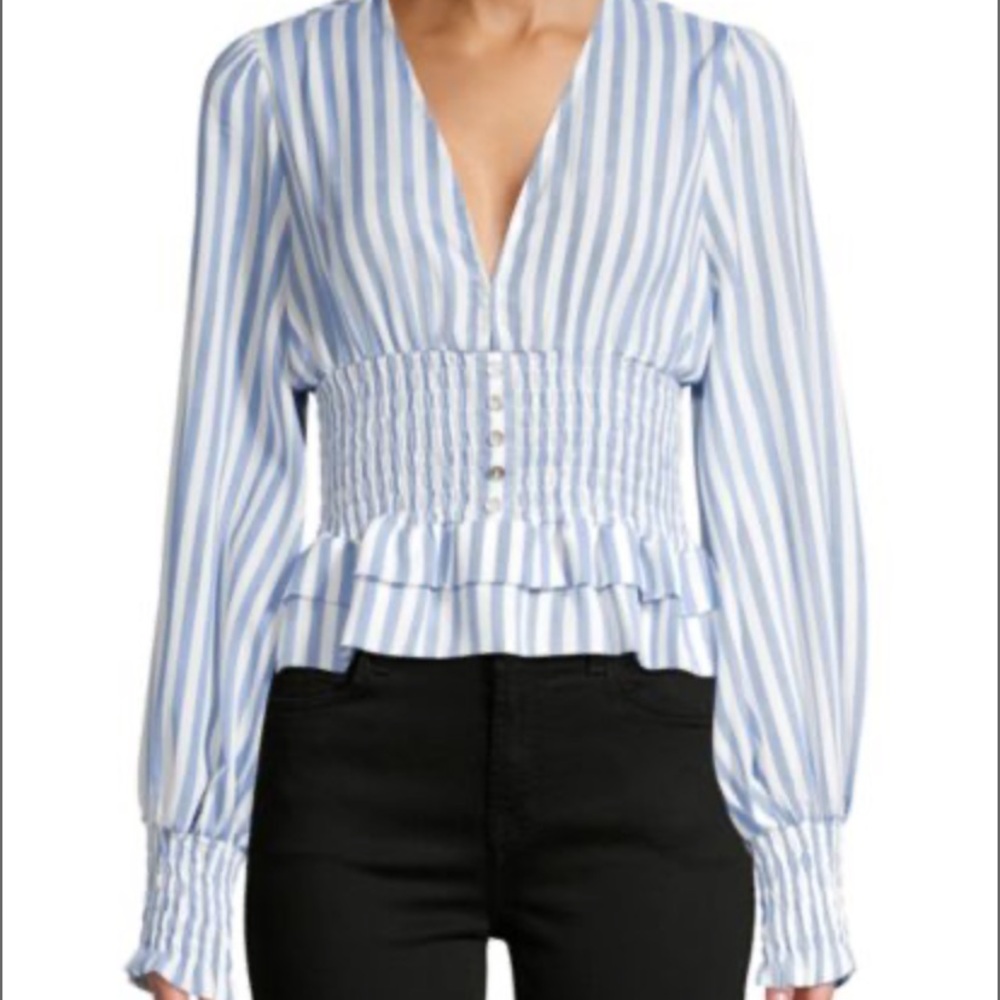 Striped Blue and White Blouse